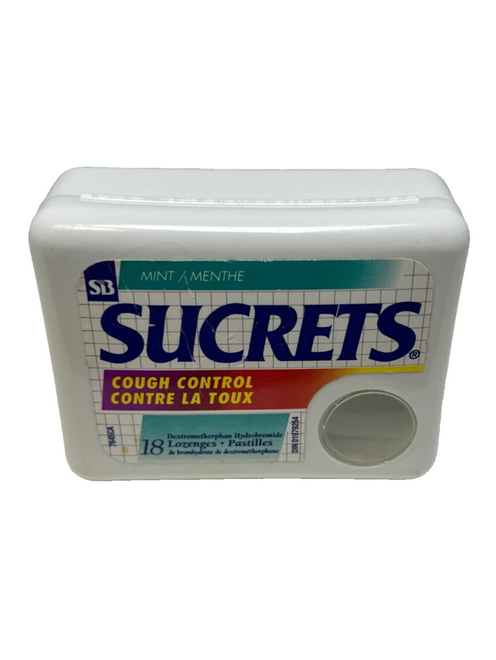 SUCRETS Mint / Menthe Lozenge Box EMPTY PLASTIC BOX White - Canada with French